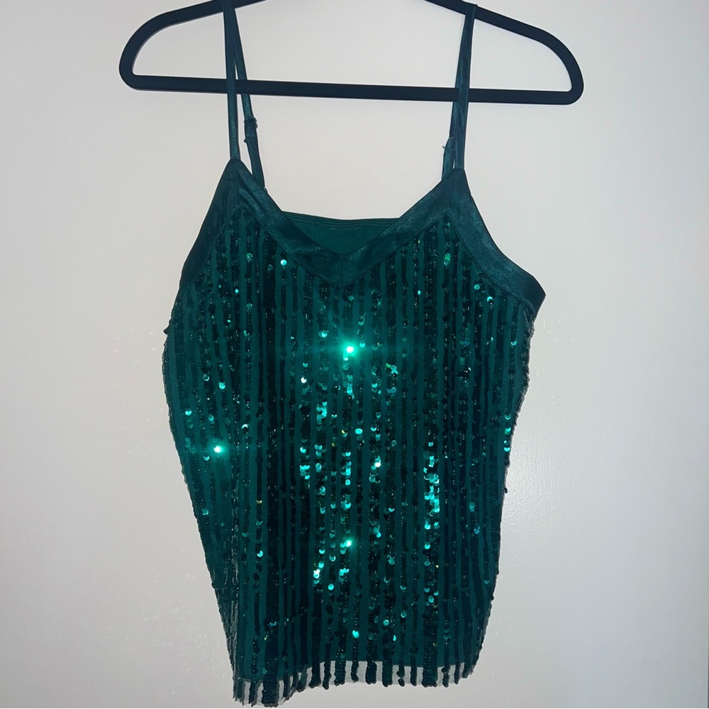 Emerald Green Sequin Sparkle Tank Top